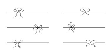 El çizimi kızlar için kurdele seti. Düzenlenebilir çizgi. Tasarım şablonu, düğün, Noel kartı, davetiye, satış afişi için beyaz arkaplanda izole edilmiş vektör stoku