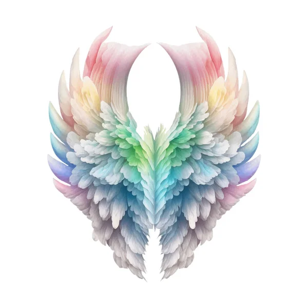 Angel Wings Pastel Rainbow Ilustração Clipart Elemento Design Penas Isolado — Fotografia de Stock