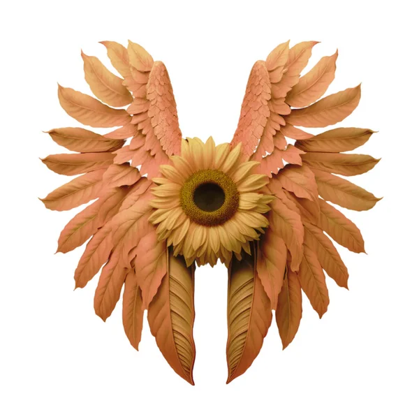 Angel's Wings, realistic, Clipart, angel, wings, sunflower, Sublimation, Art, Illustration, Print On Demand, paiinting