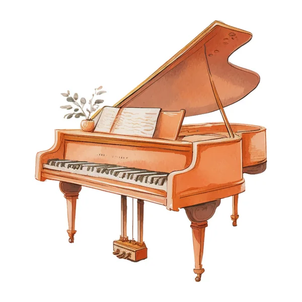 Πιάνο Πορτοκαλί Ακουαρέλα Εικονογράφηση Κλιματισμός Κλιματισμός Για Στοιχείο Του Σχεδιασμού — Διανυσματικό Αρχείο