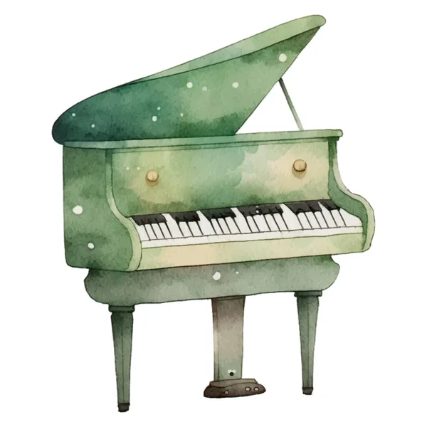 Piano Green Watercolor Εικονογράφηση Κλίμακα Εικονογράφηση Για Στοιχείο Του Σχεδιασμού — Διανυσματικό Αρχείο