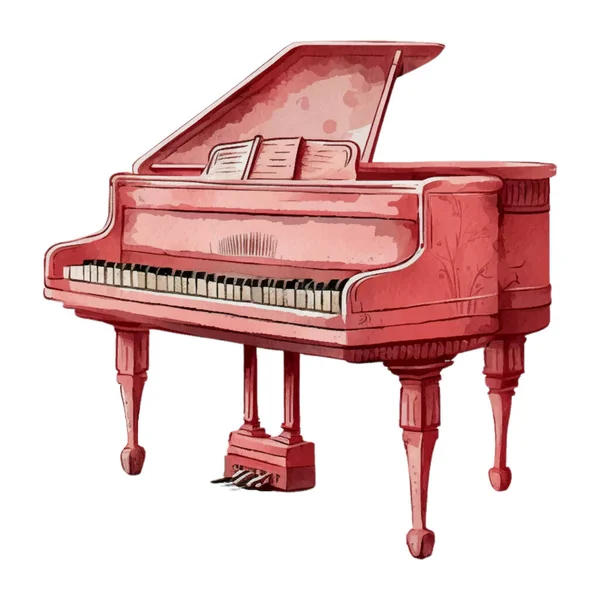 Piano Pink Orange Watercolor Illustration Clipart Illustration Design Element Invitation — 스톡 벡터