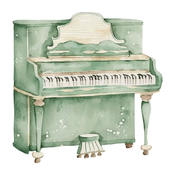 Piano Green Pastel Watercolor Εικονογράφηση Κλίμακα Εικονογράφηση Για Στοιχείο Του — Διανυσματικό Αρχείο