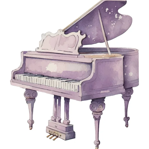 Piano Purple Pastel Watercolor Εικονογράφηση Κλίμακα Εικονογράφηση Για Στοιχείο Του — Διανυσματικό Αρχείο