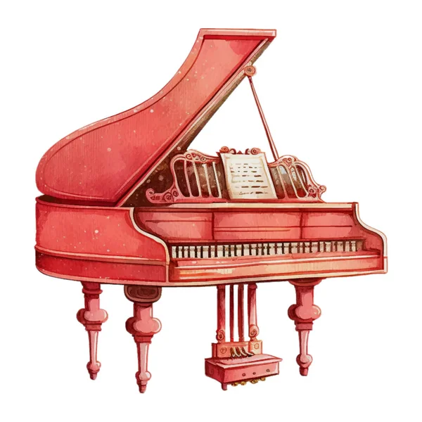 Πιάνο Κόκκινο Υδατογραφία Εικονογράφηση Κλίμακα Εικονογράφηση Για Στοιχείο Του Σχεδιασμού — Διανυσματικό Αρχείο