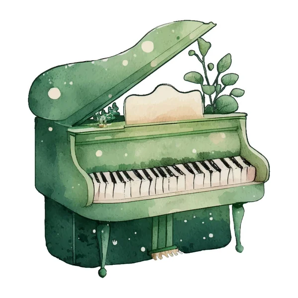 Piano Vibrant Green Watercolor Εικονογράφηση Κλιματισμός Εικονογράφηση Για Στοιχείο Του — Διανυσματικό Αρχείο