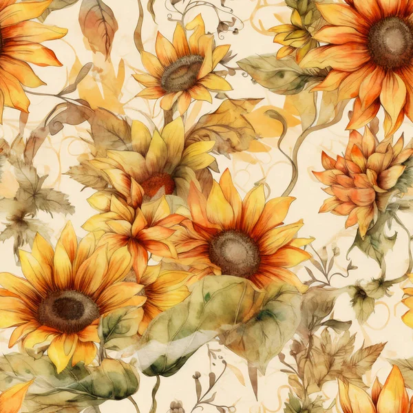 Sunflowers Digital Papers - Abstract Vintage Floral Seamless Patterns for wallpaper, background, planner, decoration, sublimation and more.