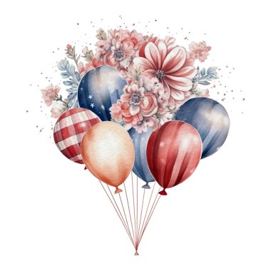 Konforlu çiftlik evi dekorasyon partisi Illustration Clipart 'ın bayrağını taşıyor. Bağımsızlık Günü süblimleşme tasarımı için beyaz arkaplan üzerine 4 Temmuz ögesi.
