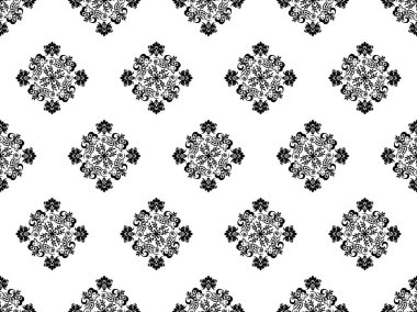 Damask dijital kâğıdı dikişsiz çiçek deseni. Siyah beyaz arka planda çiçekler. Lüks Kraliyet Duvar Kağıdı. Şeffaf arkaplanda izole edilmiş