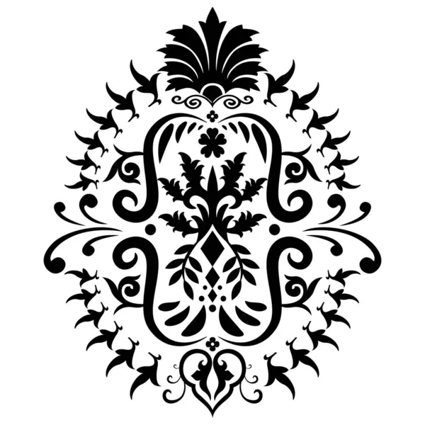 花のレトロアンティークスタイルのヴィンテージダマスクバロック装飾 従ってパターンの葉は渦の設計要素の結婚式の装飾を設計する 白地に隔離された — ストック写真