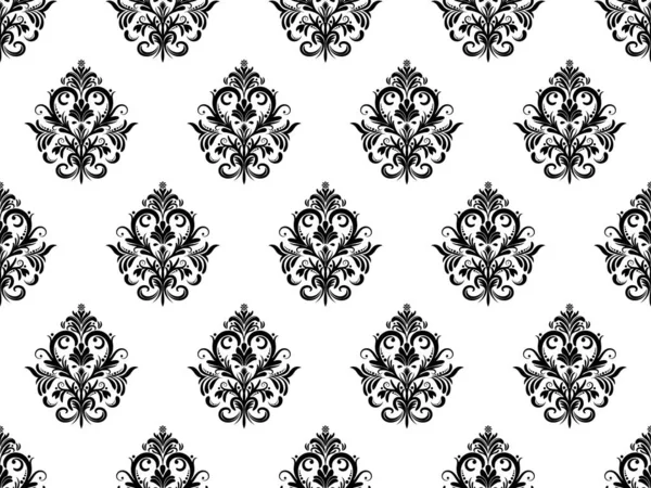 Damast Digitales Papier Nahtloses Blumenmuster Blumen Auf Einem Schwarz Weißen — Stockfoto