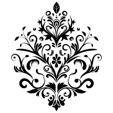 Çiçek retro-antika tarzıyla klasik İspanyol barok süsü. Acanthus desenli girdap tasarımı element düğün dekorasyonu. İzole öge.