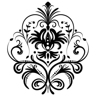 Çiçek retro-antika tarzıyla klasik İspanyol barok süsü. Acanthus desenli girdap tasarımı element düğün dekorasyonu. İzole öge.