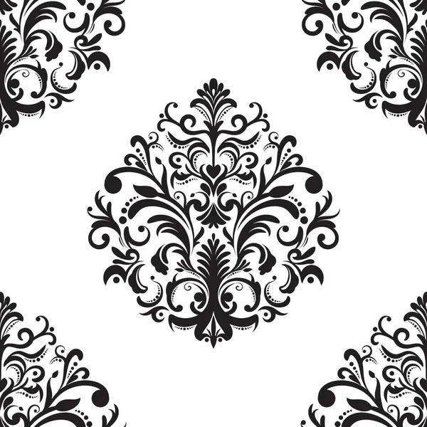 Damast Florales Fliesenmuster Luxus Tapete Textur Ornament Dekor Barock Textil — Stockvektor