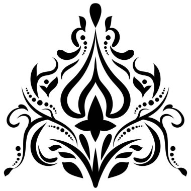 Çiçek retro-antika tarzıyla klasik İspanyol barok süsü. Acanthus desenli girdap tasarımı element düğün dekorasyonu. İzole öge.