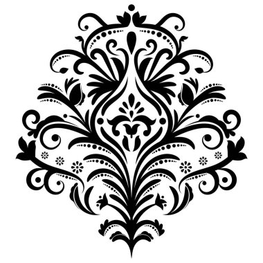 Çiçek retro-antika tarzıyla klasik İspanyol barok süsü. Acanthus desenli girdap tasarımı element düğün dekorasyonu. İzole öge.