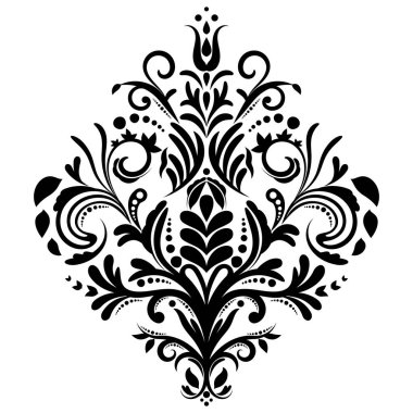 Çiçek retro-antika tarzıyla klasik İspanyol barok süsü. Acanthus desenli girdap tasarımı element düğün dekorasyonu. İzole öge.
