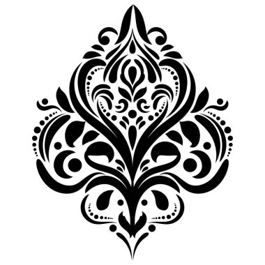 Çiçek retro-antika tarzıyla klasik İspanyol barok süsü. Acanthus desenli girdap tasarımı element düğün dekorasyonu. İzole öge.