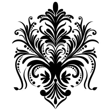 Çiçek retro-antika tarzıyla klasik İspanyol barok süsü. Acanthus desenli girdap tasarımı element düğün dekorasyonu. İzole öge.