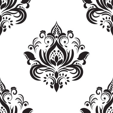 Damask çiçekli fayans deseni. Lüks fayans izole öge.
