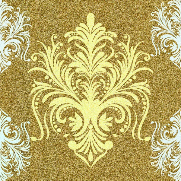 Damast Florales Fliesenmuster Luxus Tapete Textur Ornament Dekor Barock Textil — Stockfoto