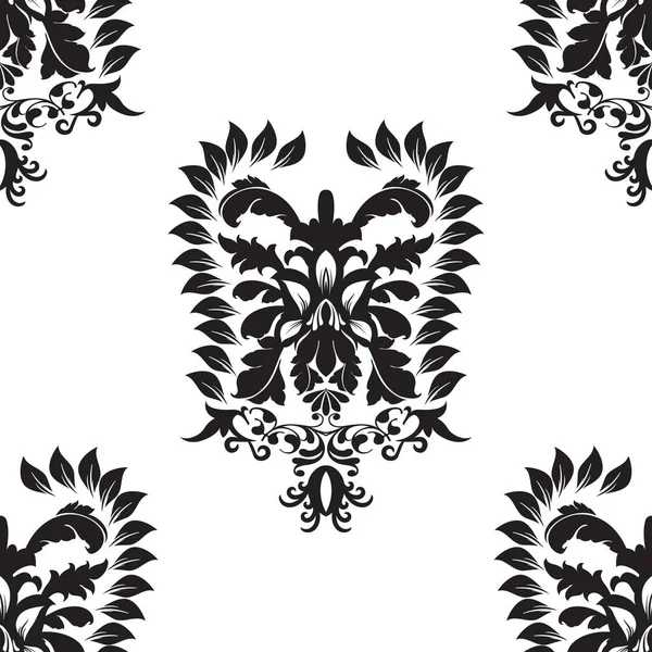 Damašek Květinový Vzor Motivu Dlaždice Luxusní Tapety Textury Dekorace Barokní — Stockový vektor