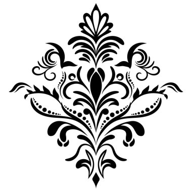 Çiçek retro-antika tarzıyla klasik İspanyol barok süsü. Acanthus desenli girdap tasarımı element düğün dekorasyonu. İzole öge.