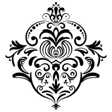 Çiçek retro-antika tarzıyla klasik İspanyol barok süsü. Acanthus desenli girdap tasarımı element düğün dekorasyonu. İzole öge.