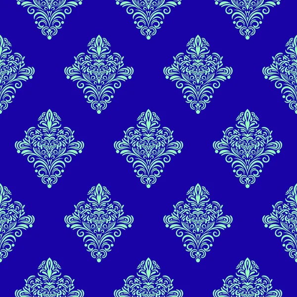Damask Moroccan Floral Neon Green Motif Pattern Neon Blue Background — Stock Photo, Image