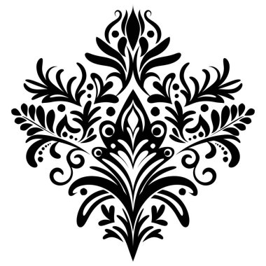 Çiçek retro-antika tarzıyla klasik İspanyol barok süsü. Acanthus desenli girdap tasarımı element düğün dekorasyonu. İzole öge.