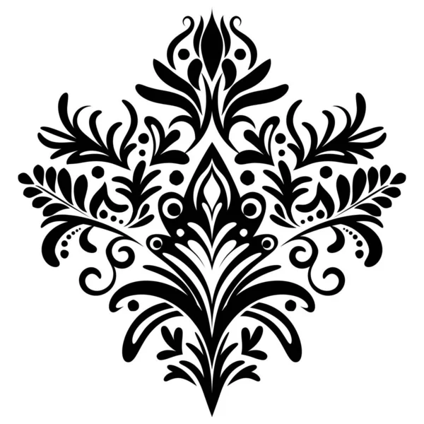 花のレトロアンティークスタイルのヴィンテージダマスクバロック装飾 従ってパターンの葉は渦の設計要素の結婚式の装飾を設計する 絶縁体 — ストックベクタ