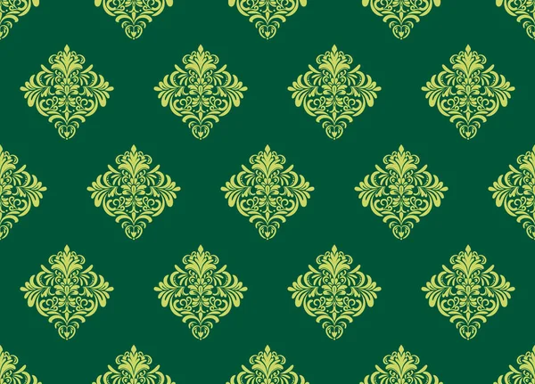 Damast Florales Muster Auf Grünem Hintergrund Luxus Tapete Textur Ornament — Stockfoto