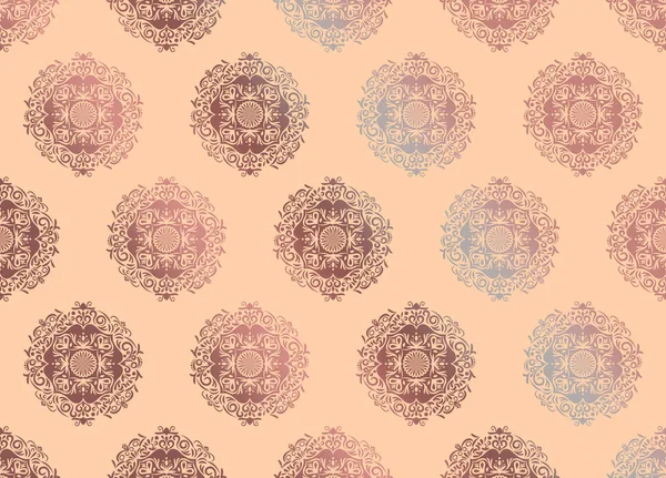 Damask Floral Brown Motif Pattern Light Beige Background Luxury Wallpaper — Stock Photo, Image