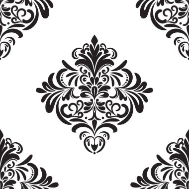 Damask çiçekli fayans deseni. Lüks fayans izole öge.