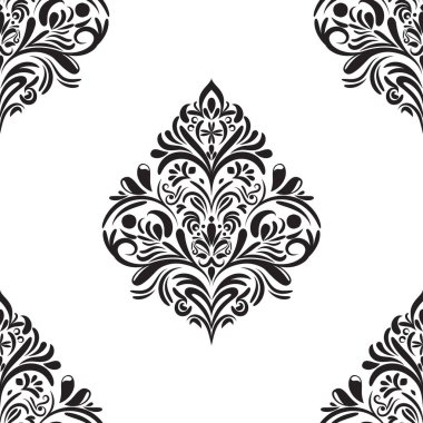 Damask çiçekli fayans deseni. Lüks fayans izole öge.