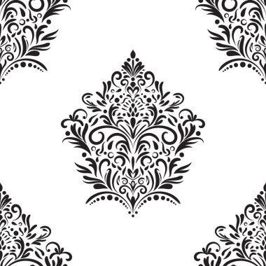 Damask çiçekli fayans deseni. Lüks fayans izole öge.