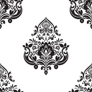 Damask çiçekli fayans deseni. Lüks fayans izole öge.