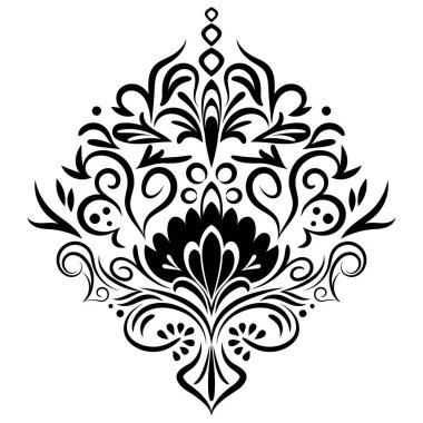 Çiçek retro-antika tarzıyla klasik İspanyol barok süsü. Acanthus desenli girdap tasarımı element düğün dekorasyonu. İzole öge.