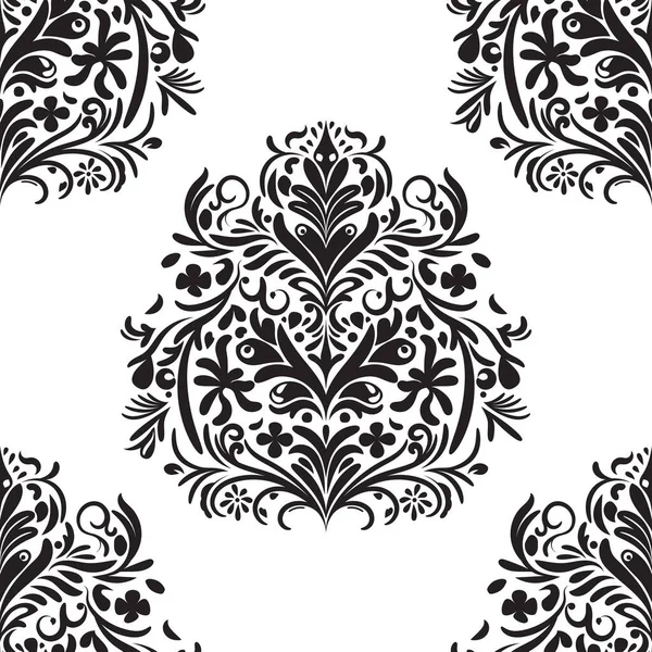 Ornement Baroque Damassé Vintage Avec Style Floral Rétro Antique Acanthus — Image vectorielle