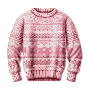 Romantik Pembe Süveter Noel Suluboya Clipart İllüstrasyonu. Noel günü için tasarım unsuru, dekorasyon, planlayıcı çıkartması, süblimleşme ve daha fazlası.