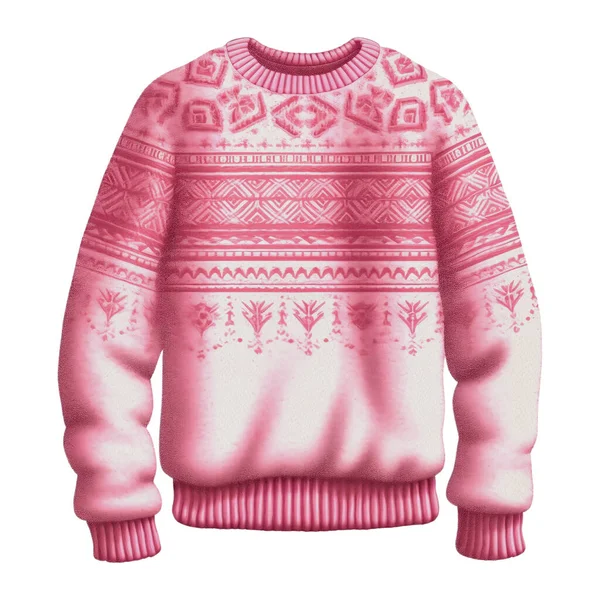 Romantyczny Różowy Sweter Christmas Akwarela Clipart Ilustracja Element Projektu Boże — Wektor stockowy