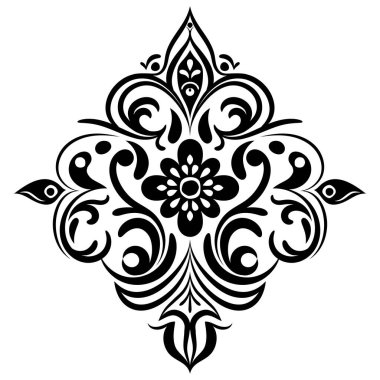 Çiçek retro-antika tarzıyla klasik İspanyol barok süsü. Acanthus desenli girdap tasarımı element düğün dekorasyonu. İzole öge.