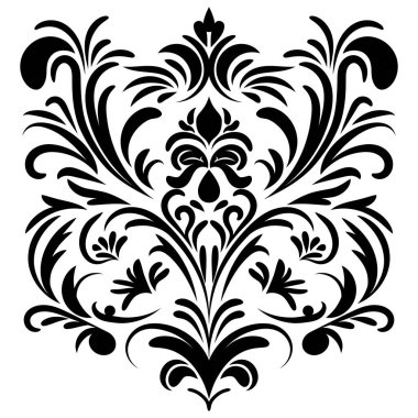 Çiçek retro-antika tarzıyla klasik İspanyol barok süsü. Acanthus desenli girdap tasarımı element düğün dekorasyonu. İzole öge.