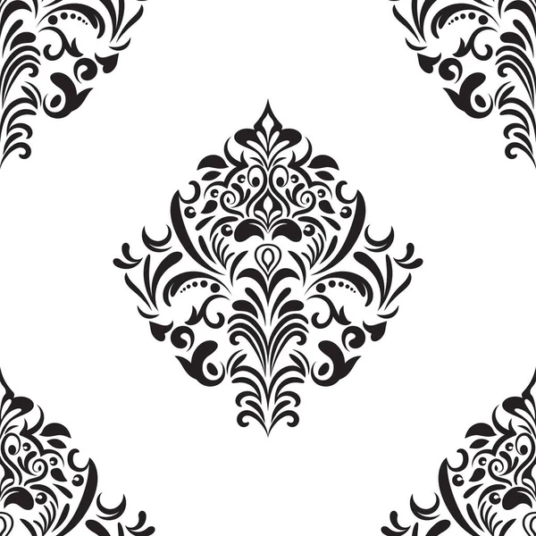 Damask Floral Motif Tile Pattern Luxury Wallpaper Texture Ornament Decor — Stock Vector