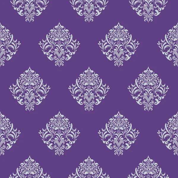 Дамаський Квітковий Світло Сірий Візерунок Фіолетовому Тлі Розкішний Декор Текстури — стокове фото