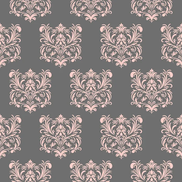 Damast Florales Pastellrosa Motivmuster Auf Grauem Hintergrund Luxus Tapete Textur — Stockfoto