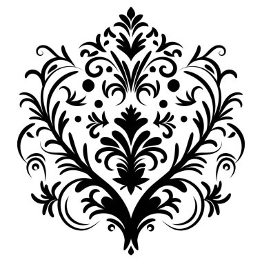 Çiçek retro-antika tarzıyla klasik İspanyol barok süsü. Acanthus desenli girdap tasarımı element düğün dekorasyonu. İzole öge.