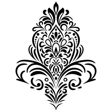 Çiçek retro-antika tarzıyla klasik İspanyol barok süsü. Acanthus desenli girdap tasarımı element düğün dekorasyonu. İzole öge.