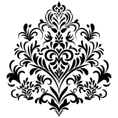 Çiçek retro-antika tarzıyla klasik İspanyol barok süsü. Acanthus desenli girdap tasarımı element düğün dekorasyonu. İzole öge.