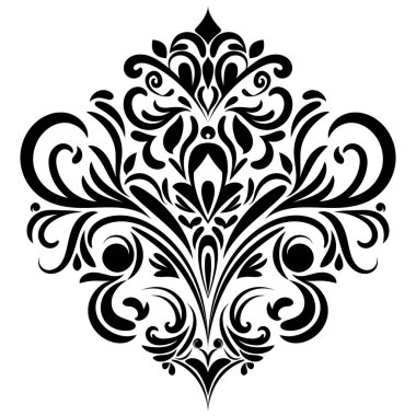 Çiçek retro-antika tarzıyla klasik İspanyol barok süsü. Acanthus desenli girdap tasarımı element düğün dekorasyonu. İzole öge.